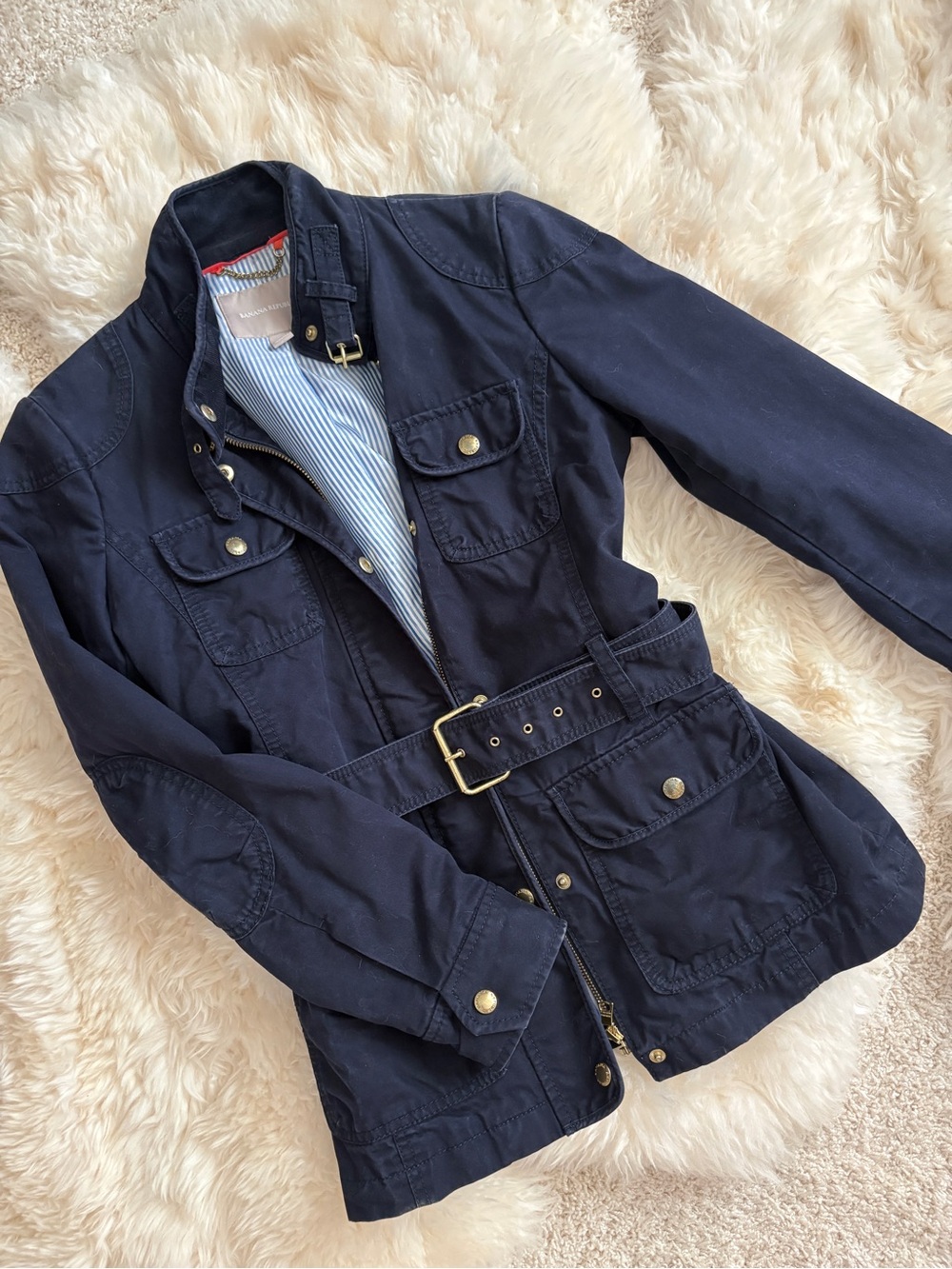 Banana Republic Navy Field Jacket with Belt XS